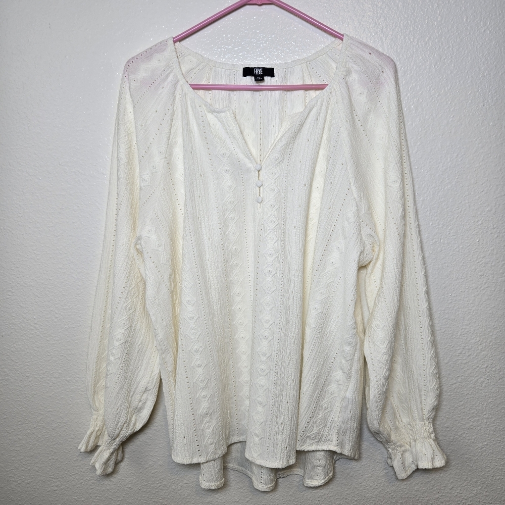 Frye Cream Eyelet Peasant Blouse
